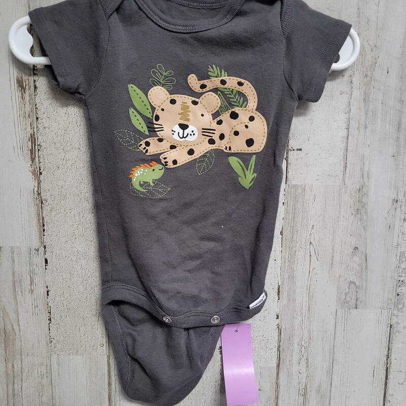 0/3M Grey Leopard Onesie