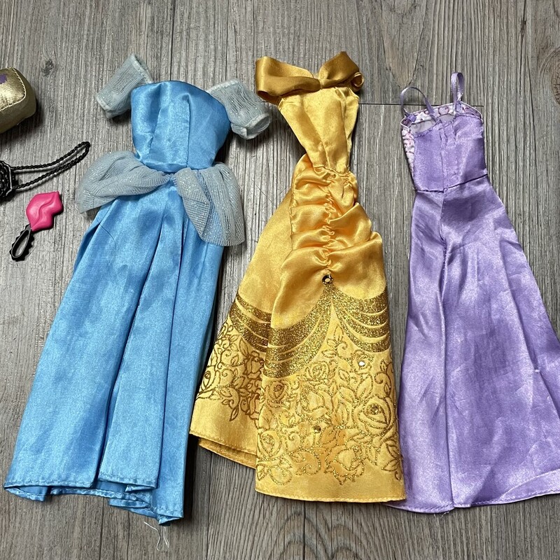 Barbie Dresses, Multi, Size: None
Includes purple, blue, and yellow.