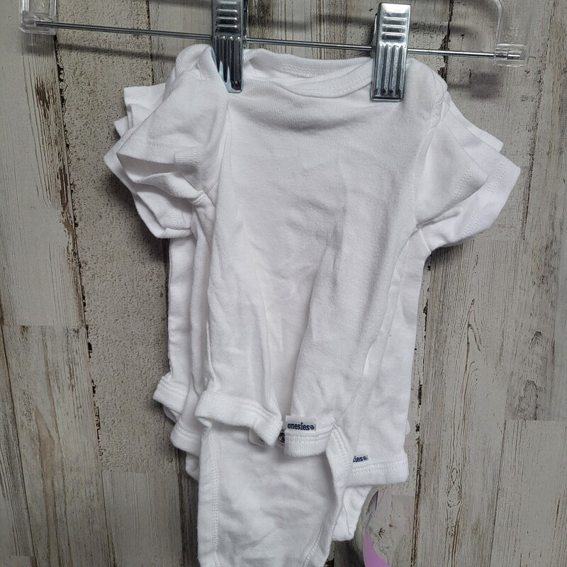 NB 4pk White Onesies, White, Size: Girl NB-3m