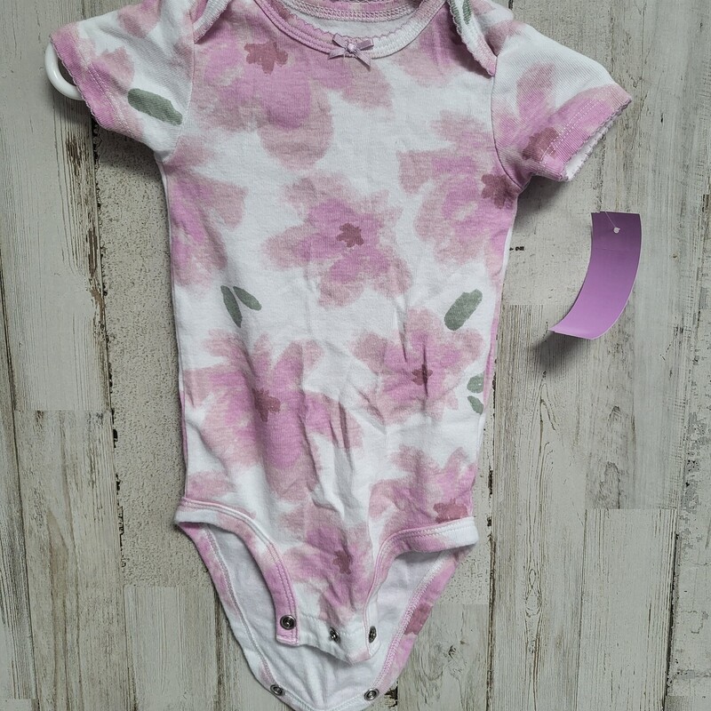 3/6M Purple Flower Onesie, Purple, Size: Girl NB-3m