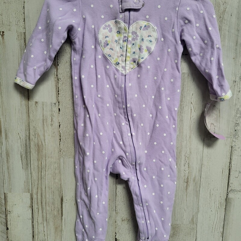 6M Purple Heart Sleeper, Pink, Size: Girl 6-12m