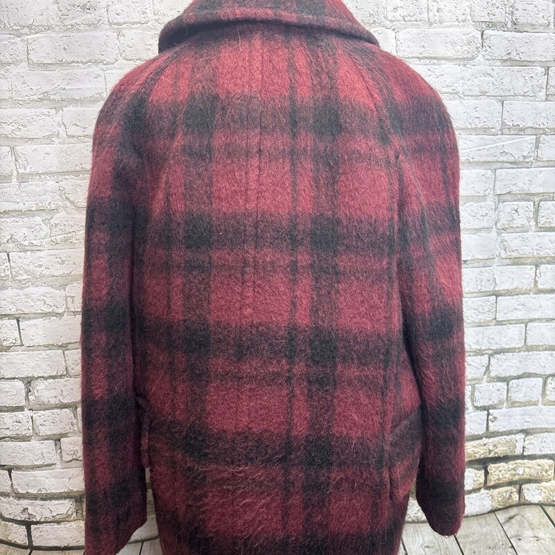 Coach Pea Coat, Plaid, Size: X-small