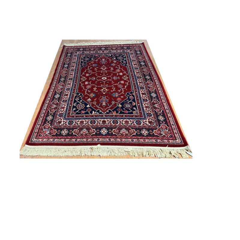 Machine Made Persian Wool, Red/Blue
5ft 7in x 7ft 7in