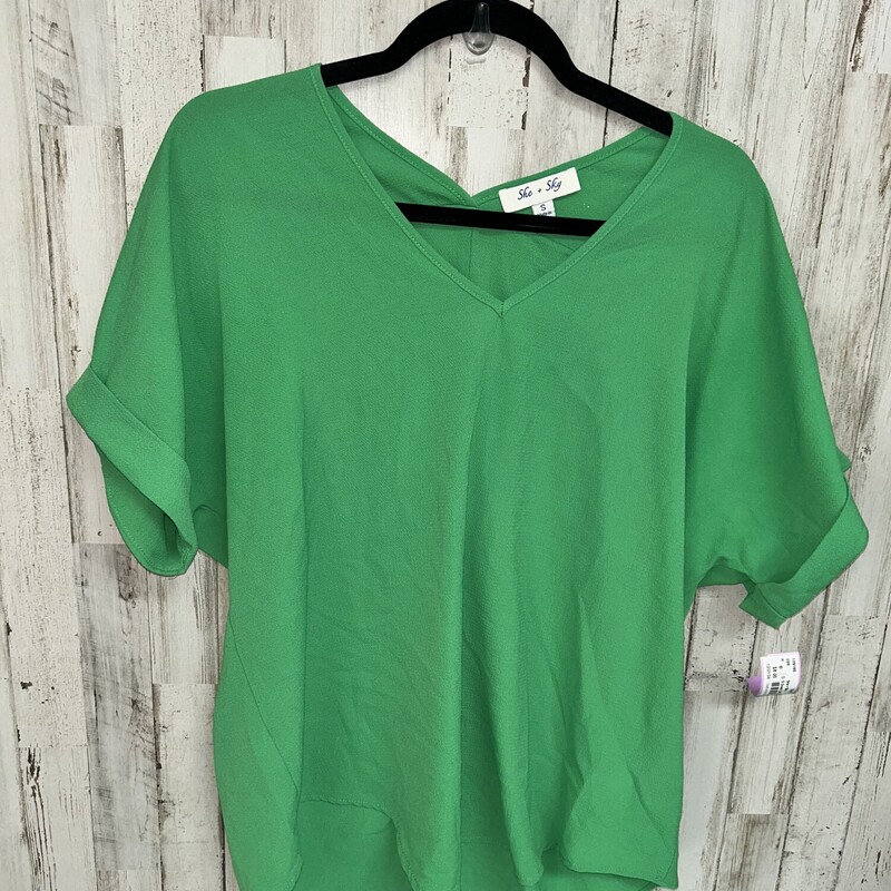 S Green Cuff Sleeve Top