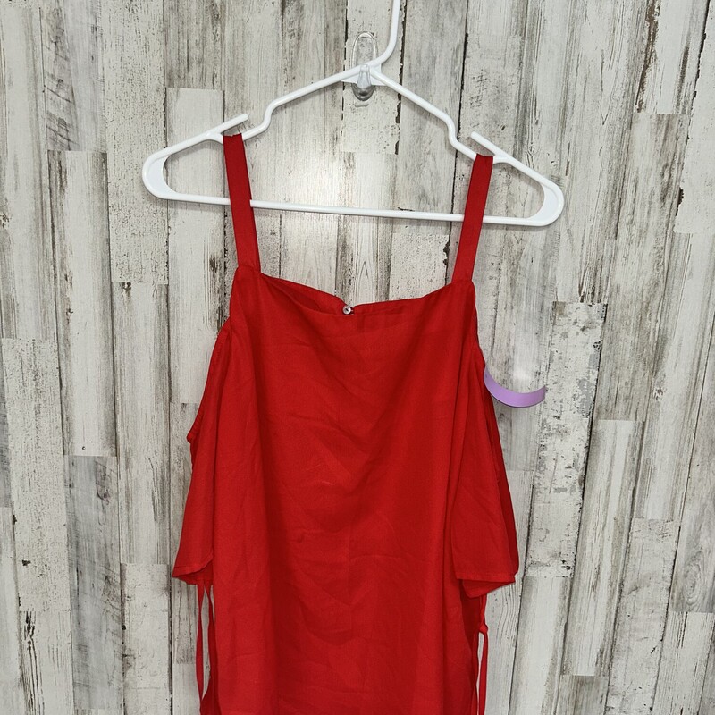 S Red Cold Shoulder Top