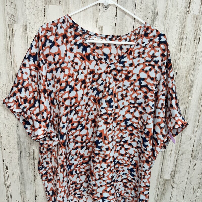 L Blue/Orange Printed Top, Blue, Size: Ladies L