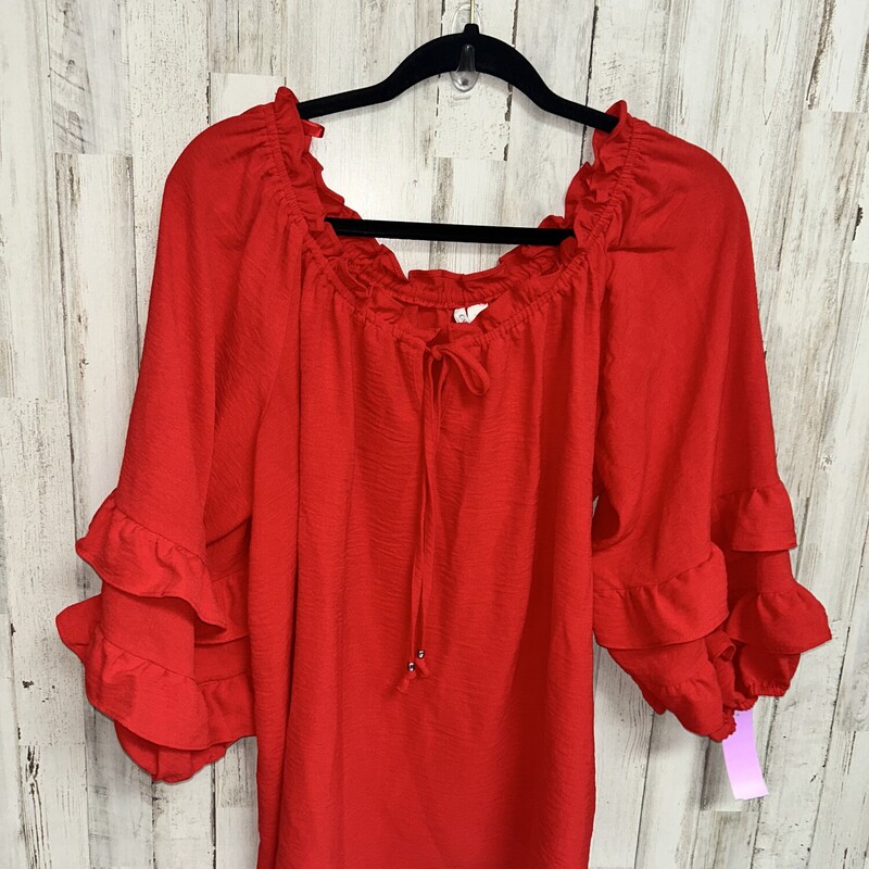 XL Red Ruffled Top