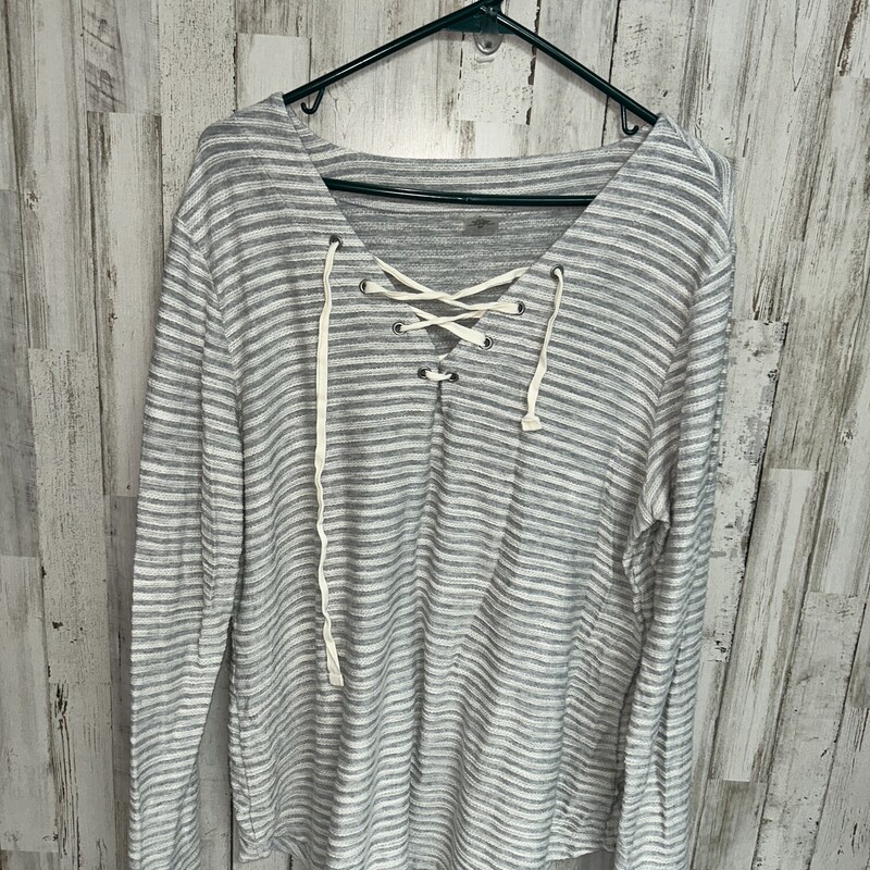 XL Grey Stripe Lace Up To, Grey, Size: Ladies XL