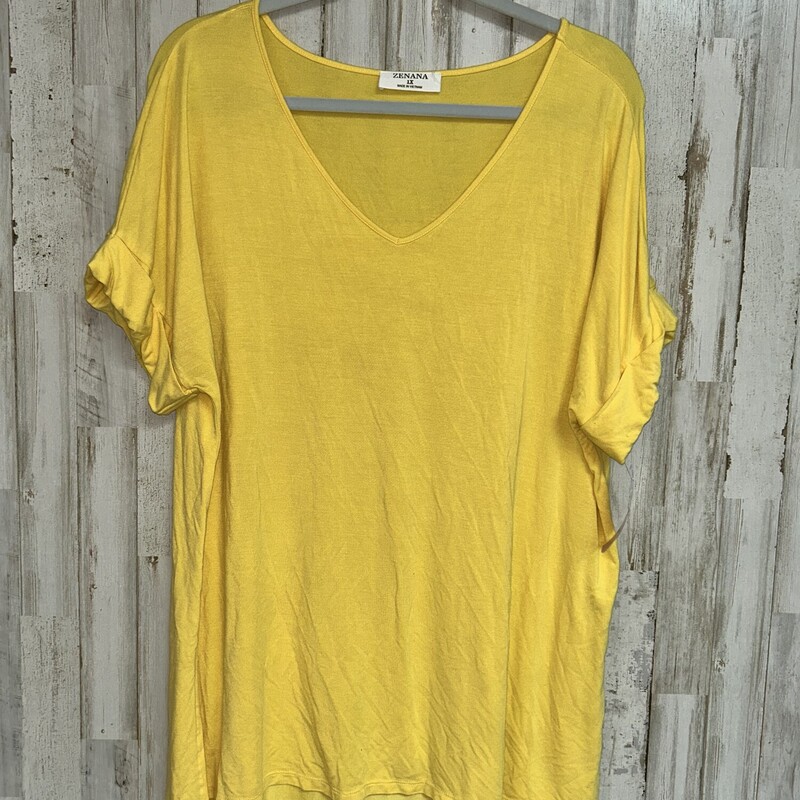 1X Yellow Cuff Vneck Top