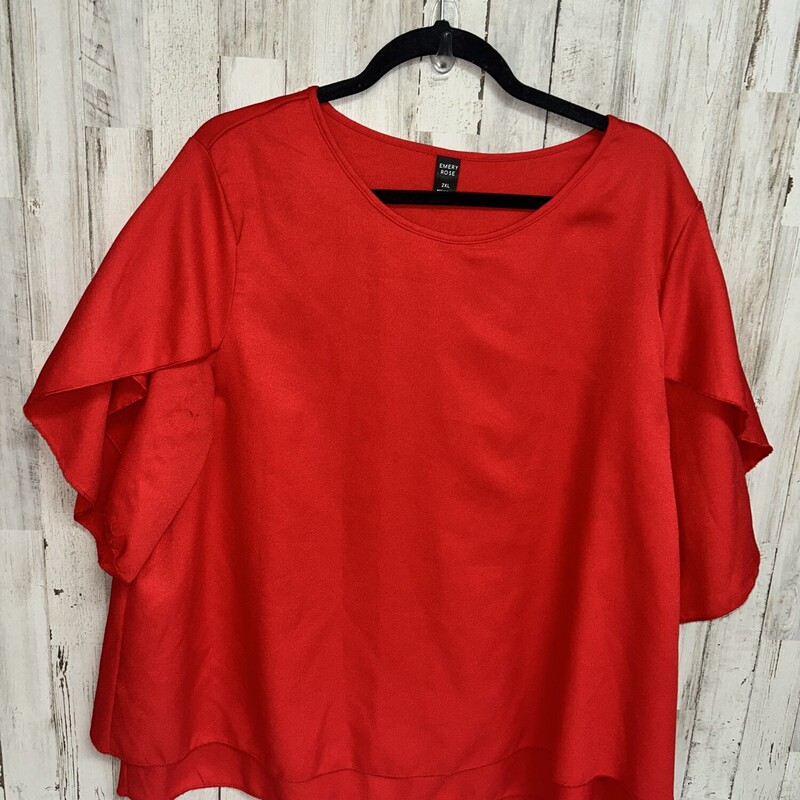 2X Bright Red Blouse