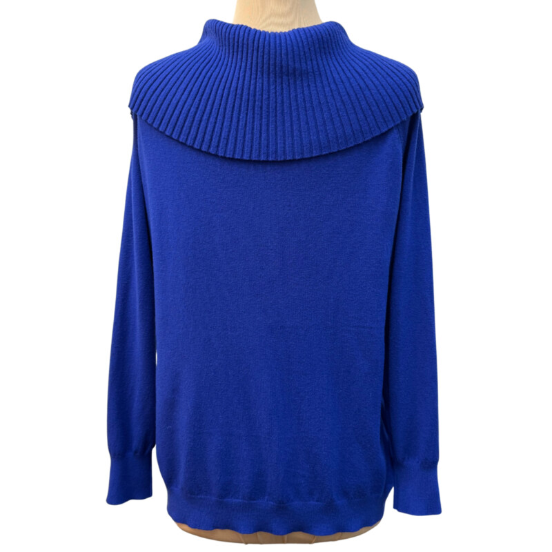 Aaeda Cowl Drape Sweater<br />
Bejeweled Detail<br />
Color:  Royal<br />
Size: Large