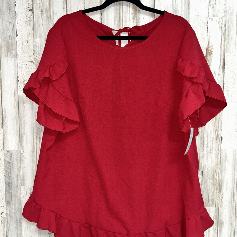 1X Red Ruffled Top