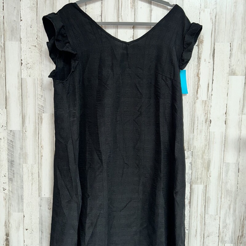 0X Black Ruffle Sleeve Dr