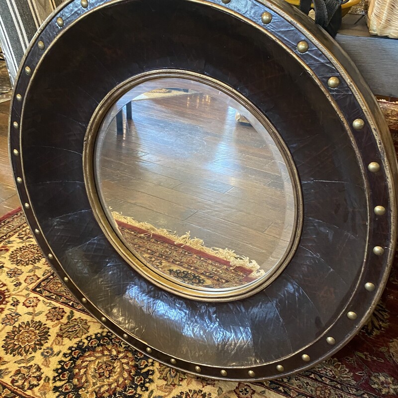 Leather Round Mirror