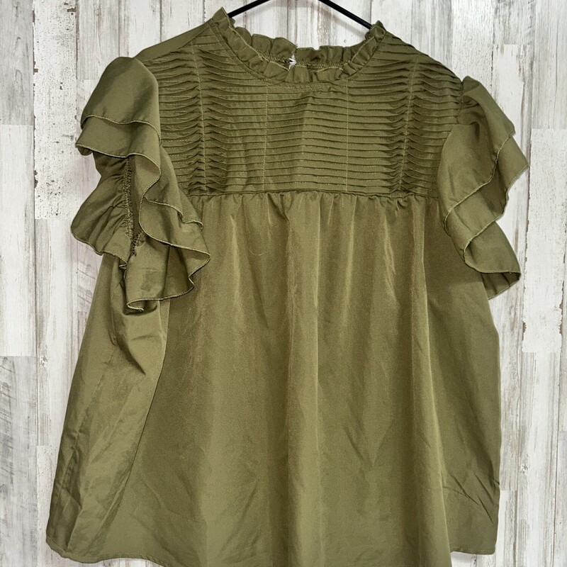 4X Olive Pleat Top