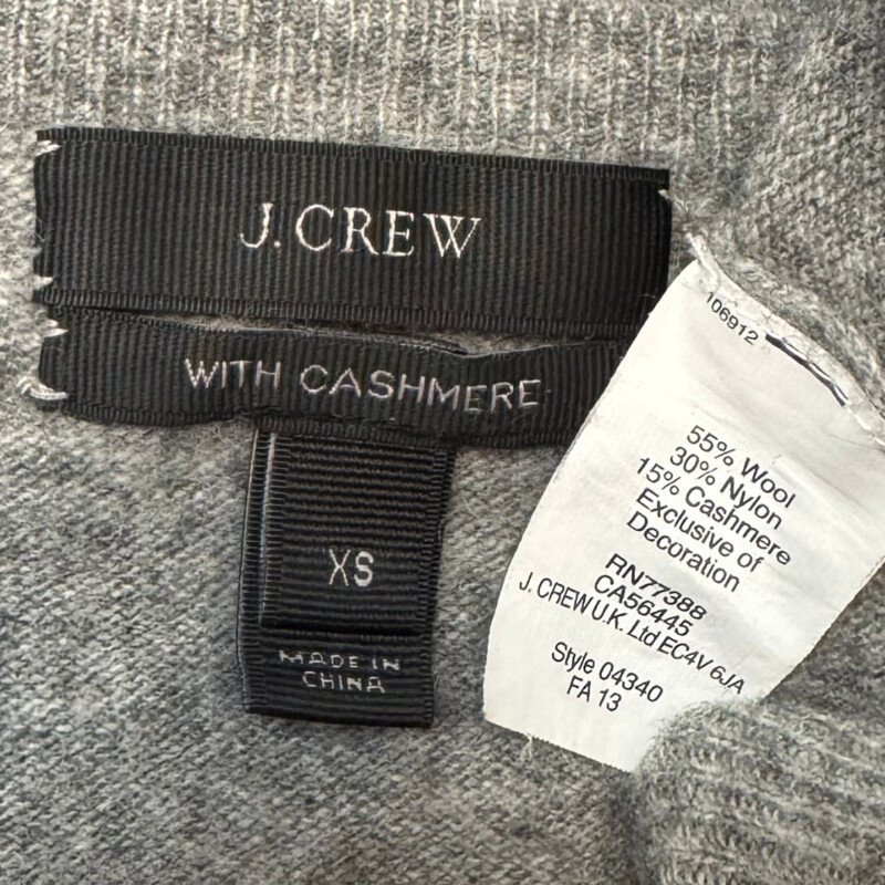 J Crew Bejeweled Sweater<br />
Cashmere and Wool<br />
Color: Gray<br />
Size: XS