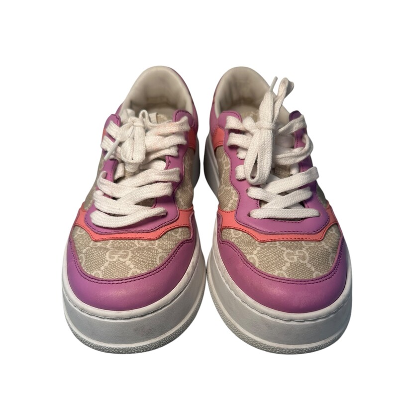 Gucci Mystic Wild Cherry Monogram Size: 38<br />
<br />
Style Code: 670408<br />
<br />
Very Good Condition.Laces slightly dirty and some wear on insoles.<br />
<br />
Does not come with the original dust bag or box.