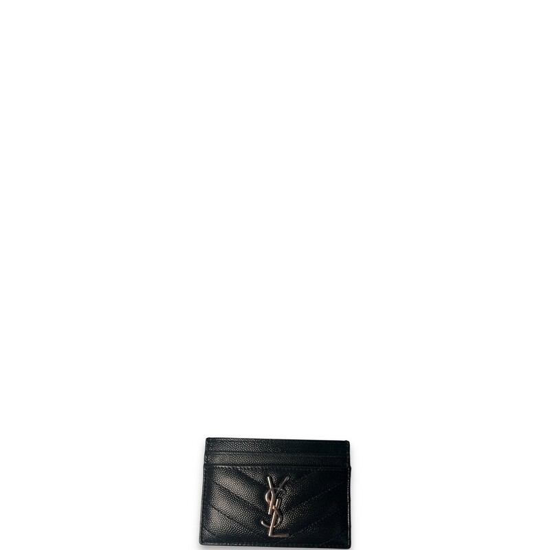 Saint Laurent Black  Monogram Grained Leather Card Holder

Style Code: TGR423291.0518

Dimensions:
2.9H x 4.1W x 0.3D

Very Good condition. Some minor scratching on hardware.

Comes with original dust bag and box.