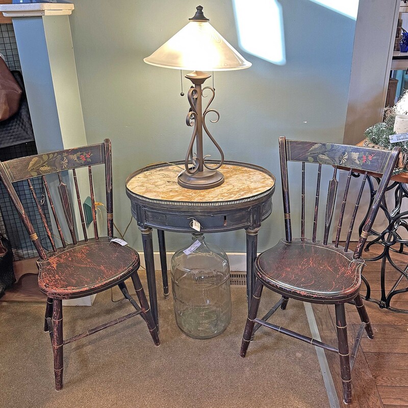 Oval Side Table W/Marble