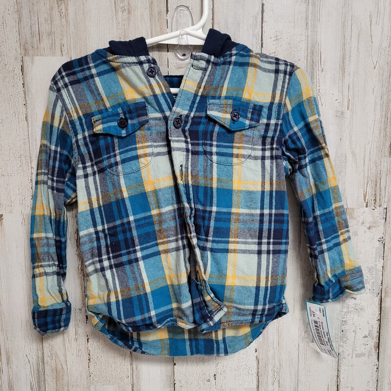 3T Blue Hooded Flannel