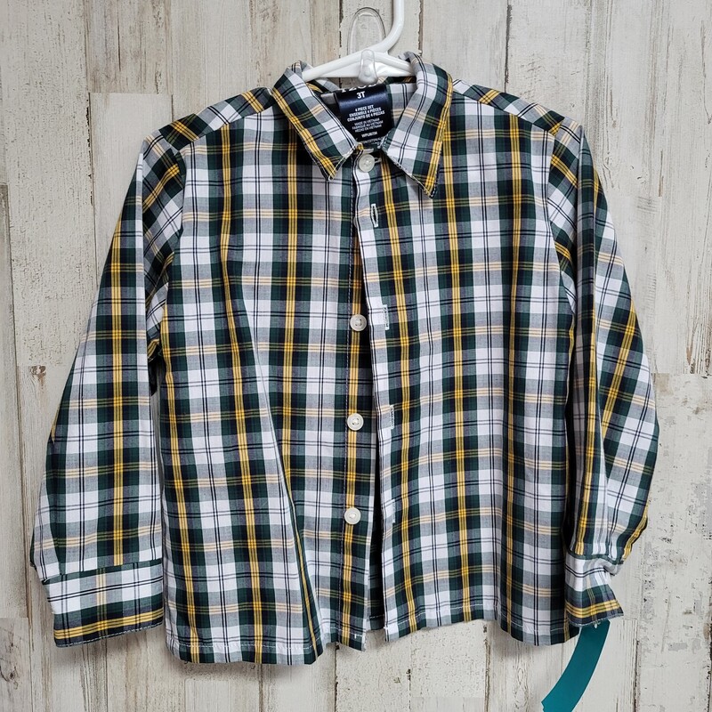 3T Green/Yellow Button Up