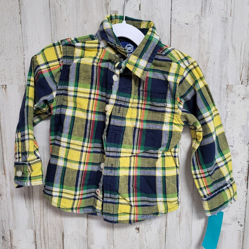 2T Yellow Plaid Button Up