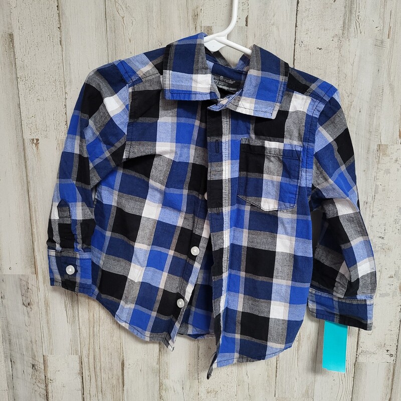 2T Blue/Black Button Up