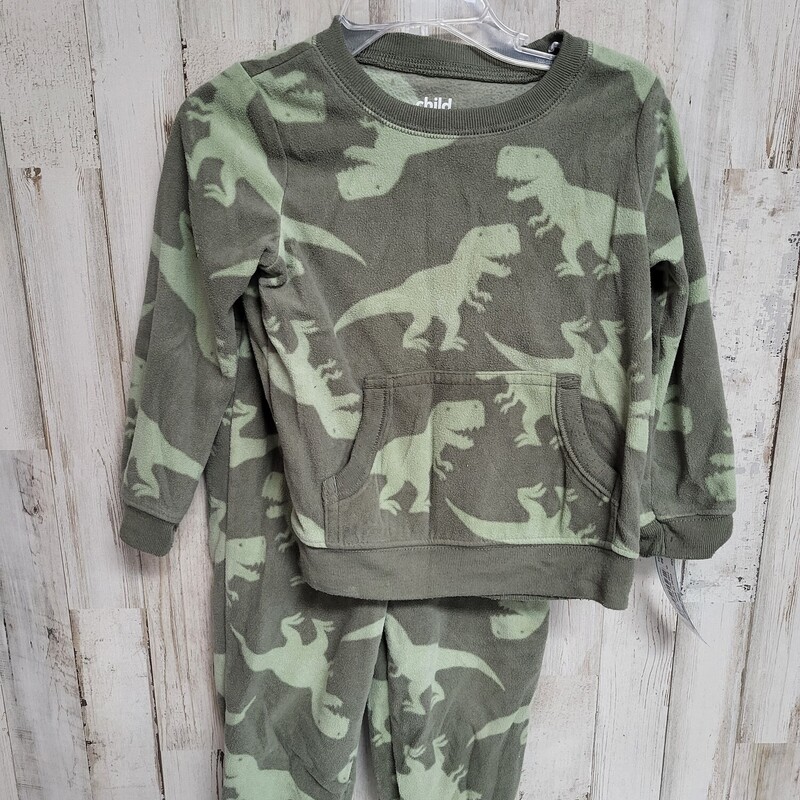 24M 2pc Green Dino Pjs