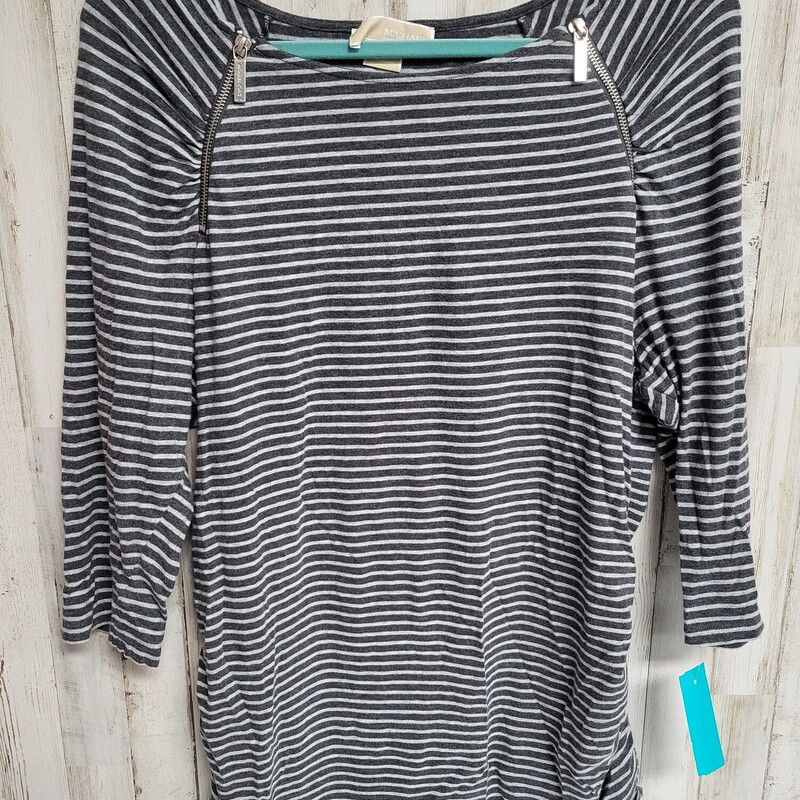 1X Grey Stripe Zip Top