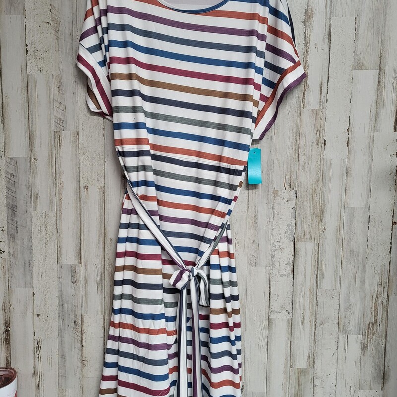 2X Multi Stripe Tie Dress