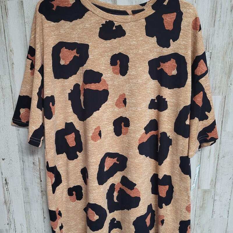 L Orange Leopard Top