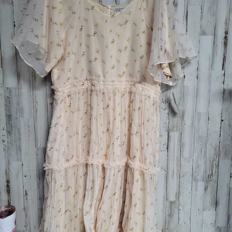 XL Tan Sheer Floral Dress