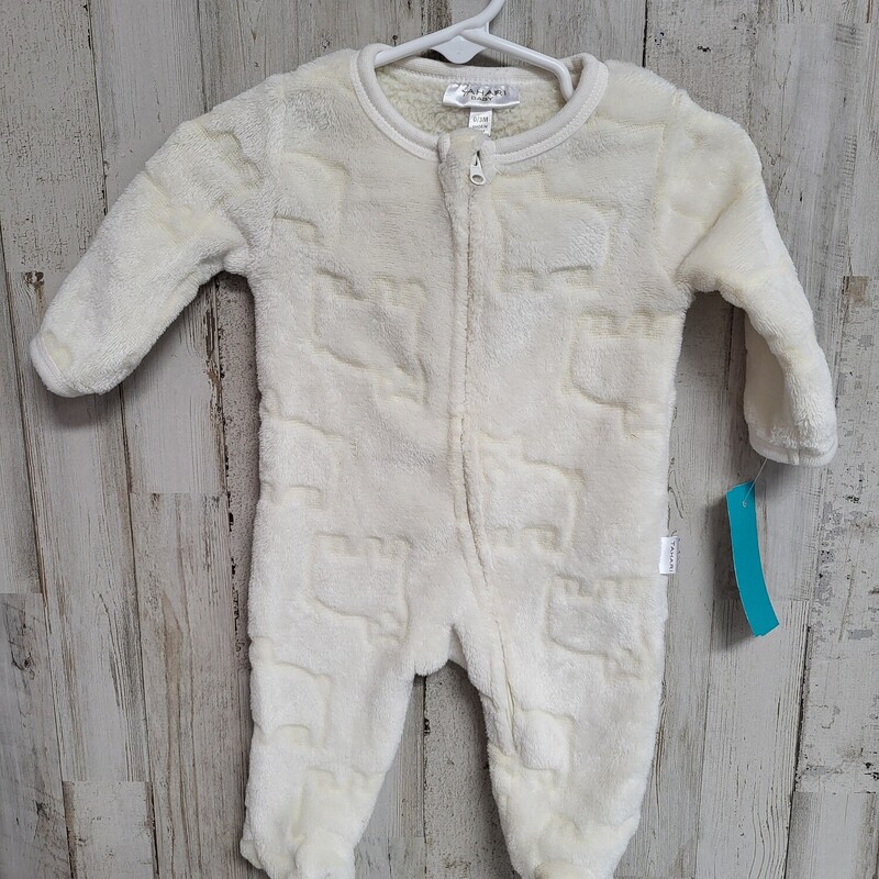 0/3M White Fuzzy Romper