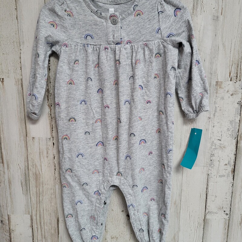 6/12M Grey Rainbow Romper, Grey, Size: Girl 6-12m