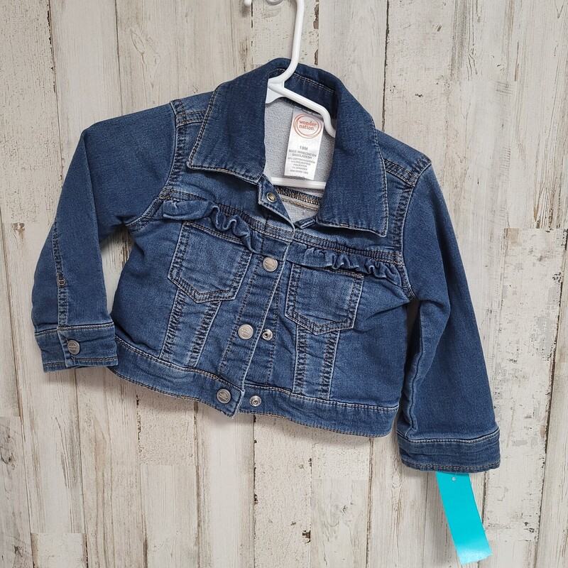 18M Denim Ruffle Jacket, Blue, Size: Girl 18-24