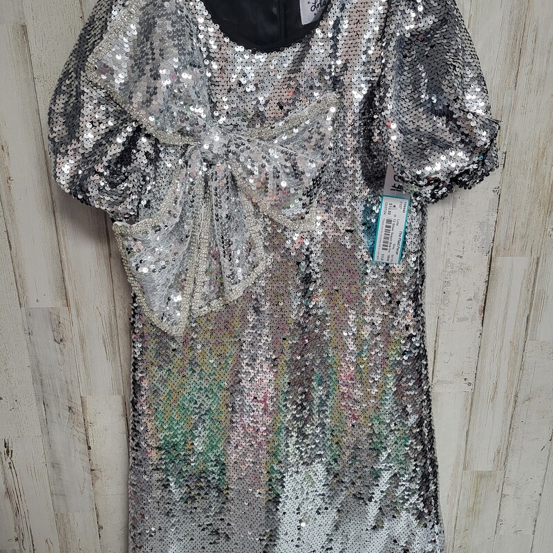 12 Silver Sequin Bow Dres