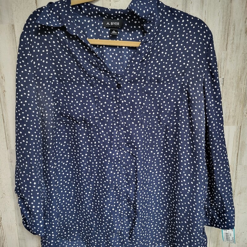 XL Navy Sheer Dot Button