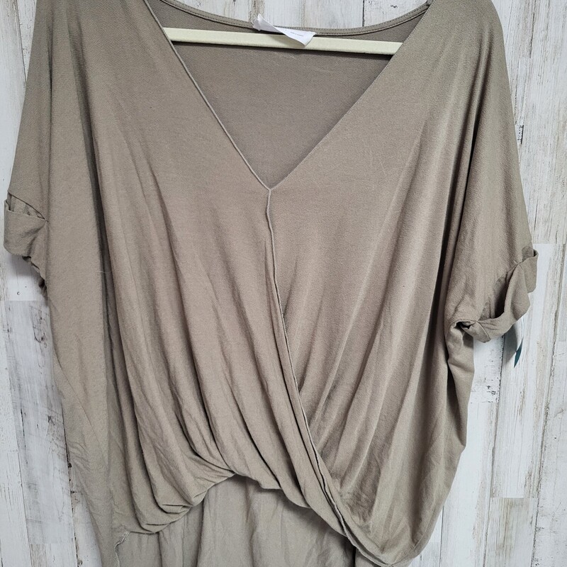 M Olive Cross Knot Top