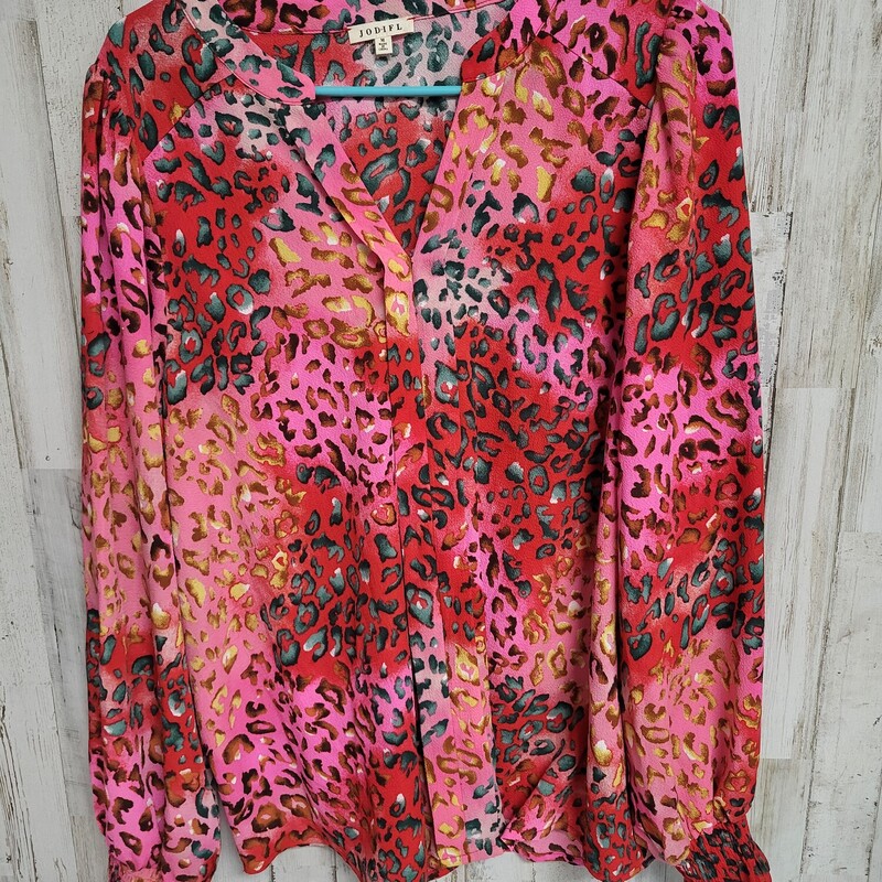 M Pink Leopard Print Top