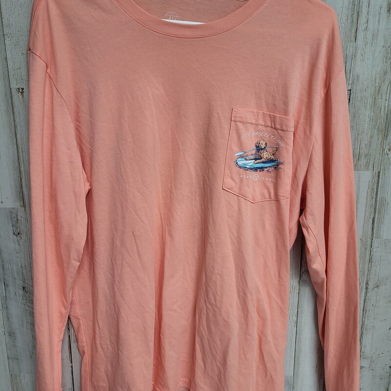 L Dog Paddle Pocket Tee, Pink, Size: Ladies L