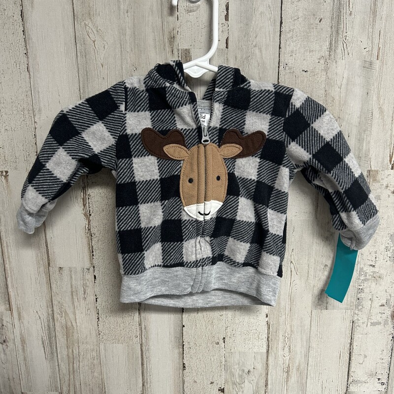 0/3M Plaid Moose Jacket, Black, Size: Boy 0-9m