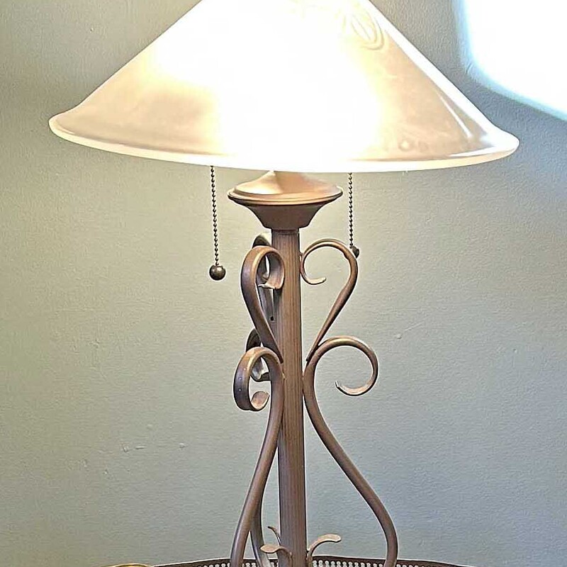 Iron Lamp/Glass Shade