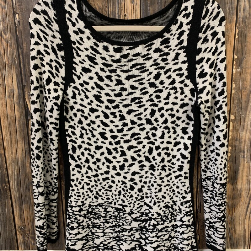 Black White Animal Print sweater, Size: S