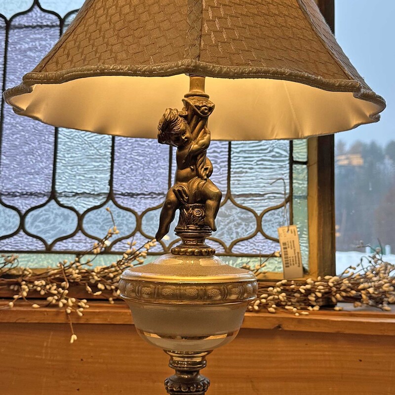 Marble/Brass Cherub Lamp