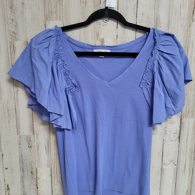 S Blue Ruffle Sleeve Top, Blue, Size: Ladies S