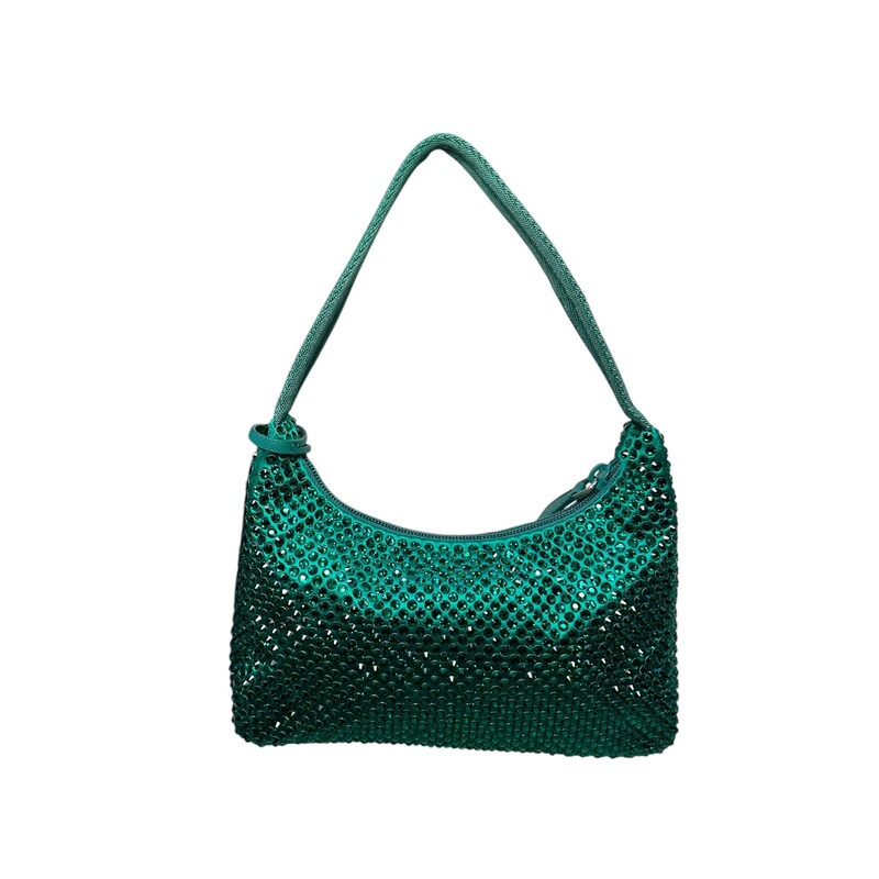 Prada Re-Edition 2000 Hobo Crystal Embellished Satin Mini Green<br />
<br />
Manufacturing Code:<br />
103<br />
<br />
Dimensions:<br />
Height: 17cm<br />
Width: 22cm<br />
Length: 6cm<br />
<br />
In excellent condition.<br />
<br />
Comes with original dust bag. No box.