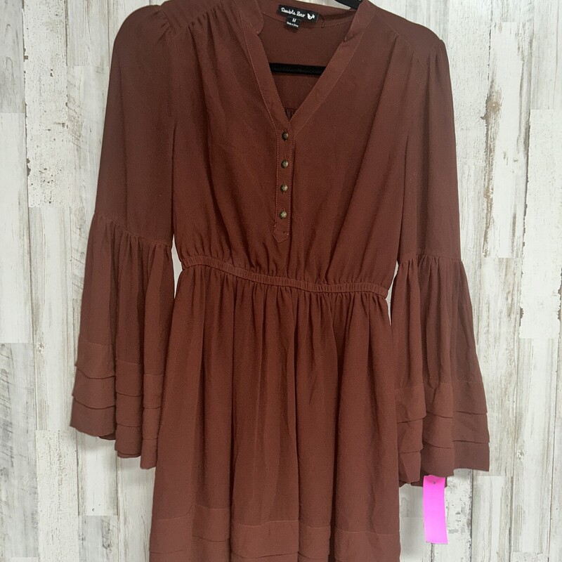 M Brown Sheer Button Dres