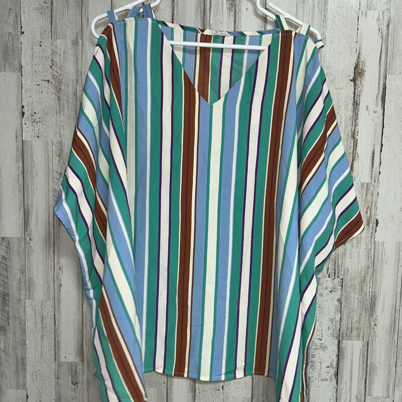 M Teal Striped Cut Out To