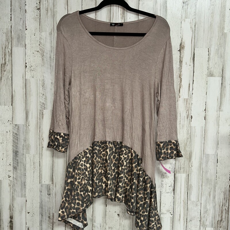 M Tan Cheetah Peplum Top