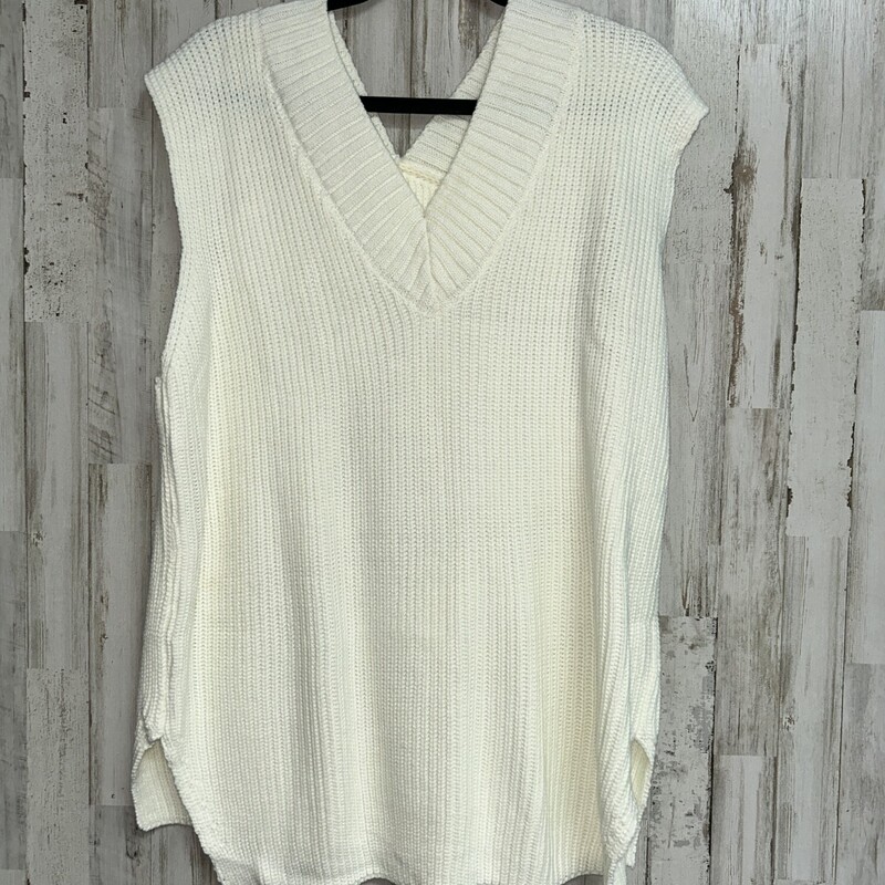 M Cream Sweater Vest, White, Size: Ladies M